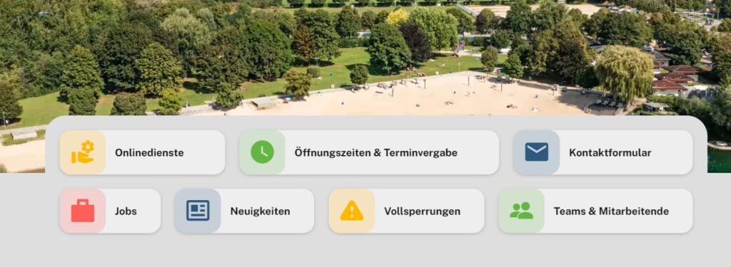 Die farbigen Buttons auf der neuen Bensheim-Website sind an die App "Bensheim erleben" angelehnt.
